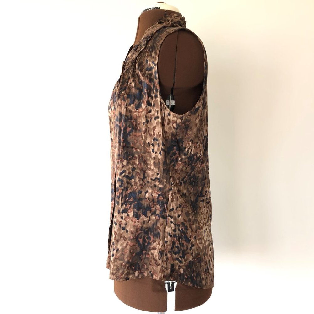 Animal Print Sleeveless Silk Blouse - Picture 2 of 6